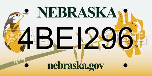 4BEI296 Nebraska License Plate