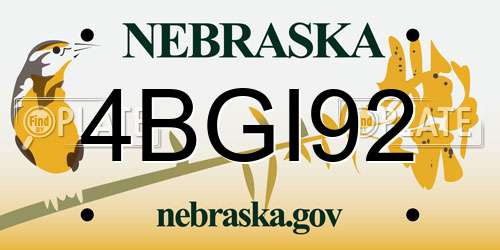 4BGI92 Nebraska License Plate