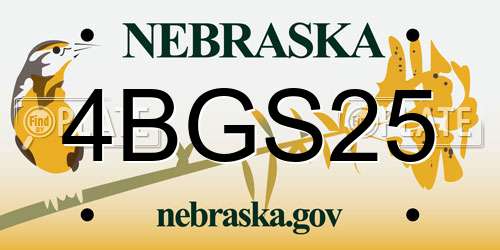 4BGS25 Nebraska License Plate
