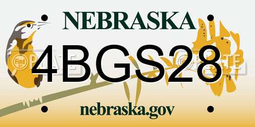 4BGS28 Nebraska License Plate
