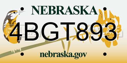 4BGT893 Nebraska License Plate