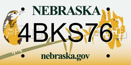 4BKS76 Nebraska License Plate