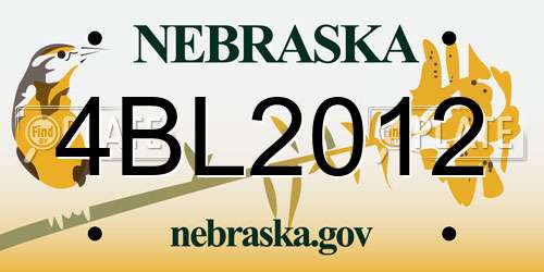 4BL2012 Nebraska License Plate