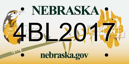 4BL2017 Nebraska License Plate