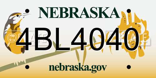 4BL4040 Nebraska License Plate