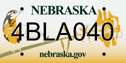 4BLA040 Nebraska License Plate