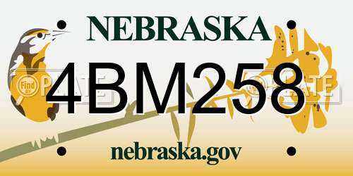 4BM258 Nebraska License Plate