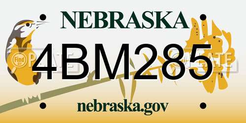 4BM285 Nebraska License Plate
