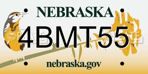 4BMT55 Nebraska License Plate