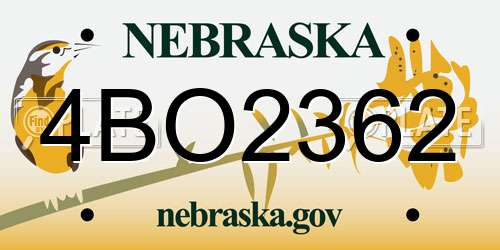 4BO2362 Nebraska License Plate