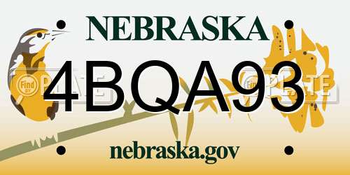 4BQA93 Nebraska License Plate