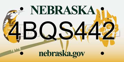 4BQS442 Nebraska License Plate