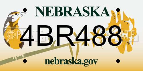 4BR488 Nebraska License Plate