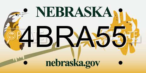 4BRA55 Nebraska License Plate