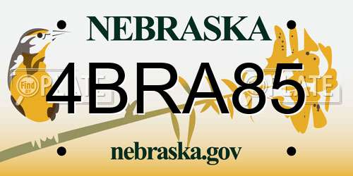 4BRA85 Nebraska License Plate