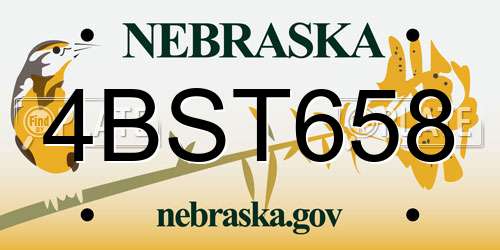 4BST658 Nebraska License Plate