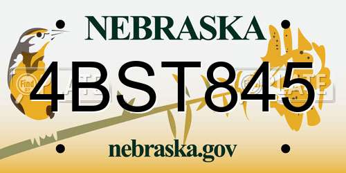 4BST845 Nebraska License Plate