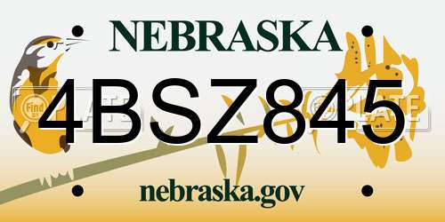 4BSZ845 Nebraska License Plate