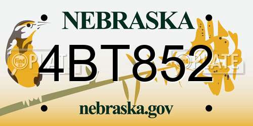4BT852 Nebraska License Plate