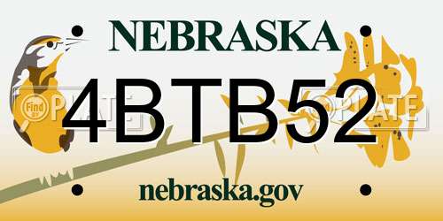 4BTB52 Nebraska License Plate