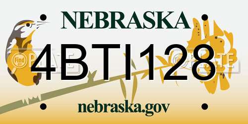 4BTI128 Nebraska License Plate