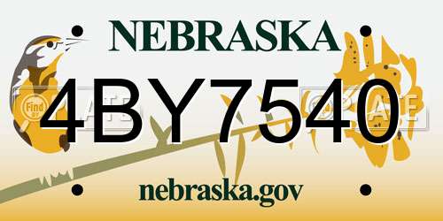 4BY7540 Nebraska License Plate