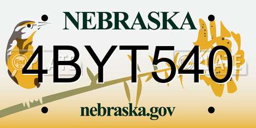 4BYT540 Nebraska License Plate