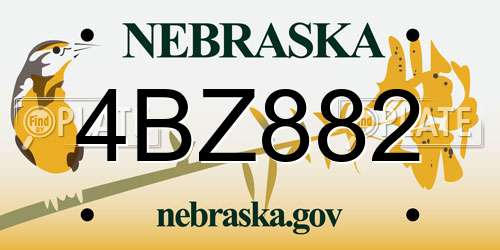 4BZ882 Nebraska License Plate