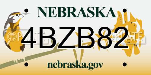 4BZB82 Nebraska License Plate