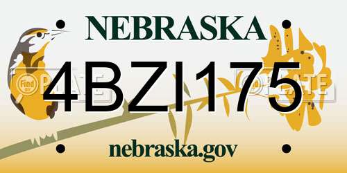 4BZI175 Nebraska License Plate
