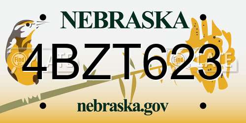 4BZT623 Nebraska License Plate