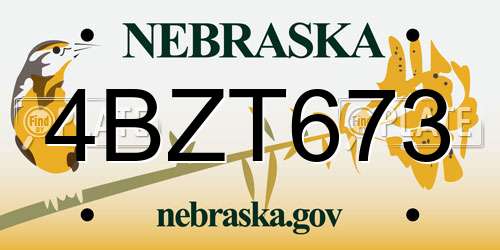 4BZT673 Nebraska License Plate