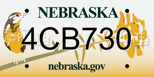 4CB730 Nebraska License Plate