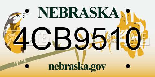 4CB9510 Nebraska License Plate