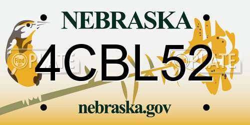 4CBL52 Nebraska License Plate