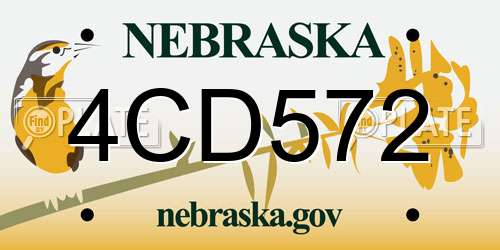 4CD572 Nebraska License Plate