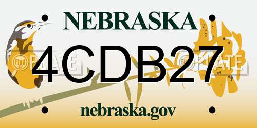 4CDB27 Nebraska License Plate