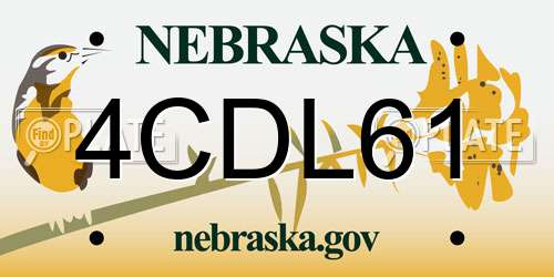 4CDL61 Nebraska License Plate