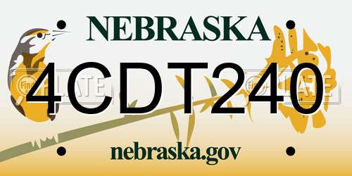 4CDT240 Nebraska License Plate