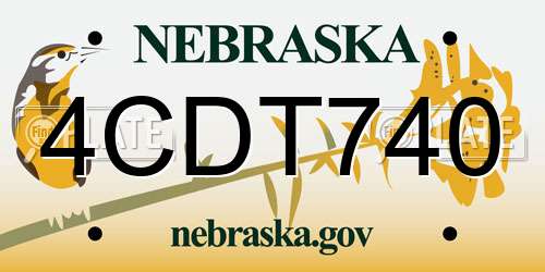 4CDT740 Nebraska License Plate