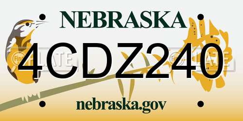 4CDZ240 Nebraska License Plate