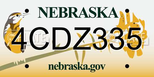 4CDZ335 Nebraska License Plate