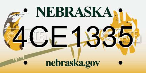 4CE1335 Nebraska License Plate