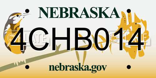 4CHB014 Nebraska License Plate