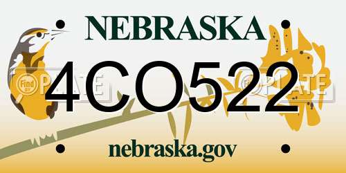 4CO522 Nebraska License Plate