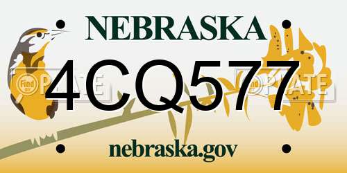 4CQ577 Nebraska License Plate