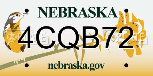 4CQB72 Nebraska License Plate