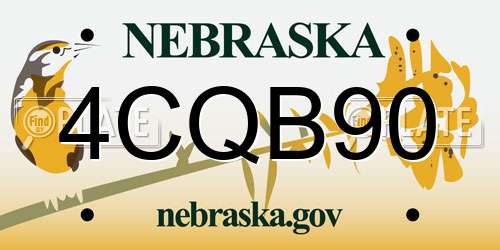 4CQB90 Nebraska License Plate