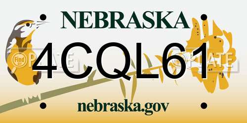 4CQL61 Nebraska License Plate