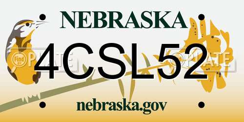4CSL52 Nebraska License Plate